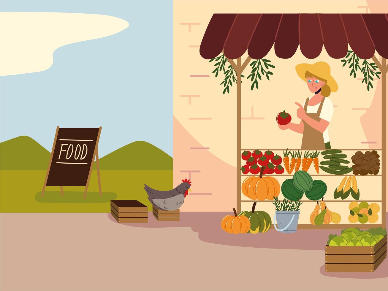 farmer woman in a organic local vector