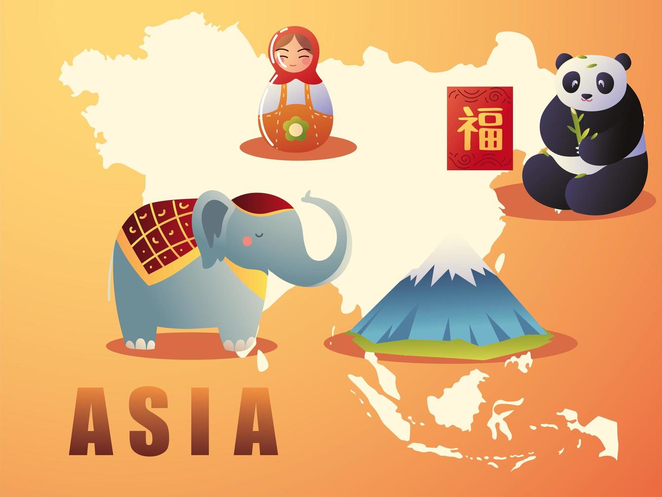 territory of asia continent vector