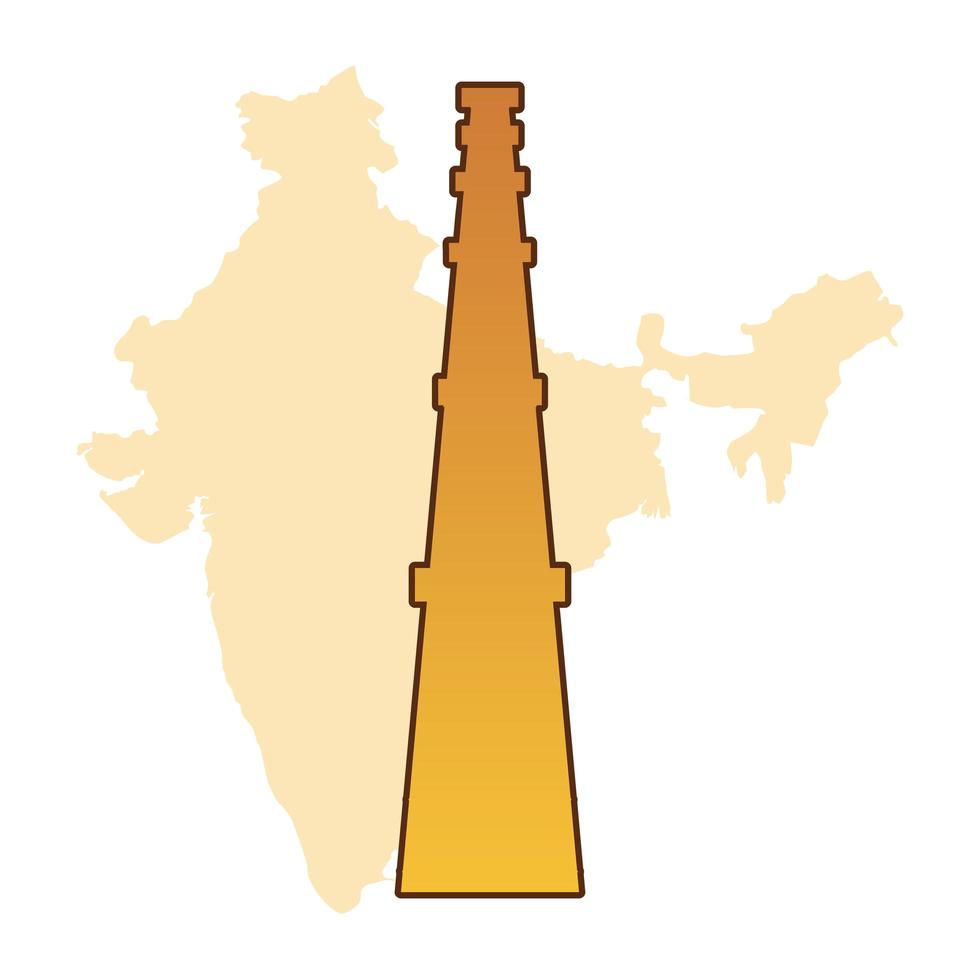 mapa de la india y el monumento vector