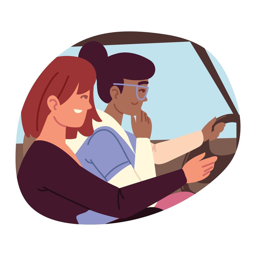 women in a car vector