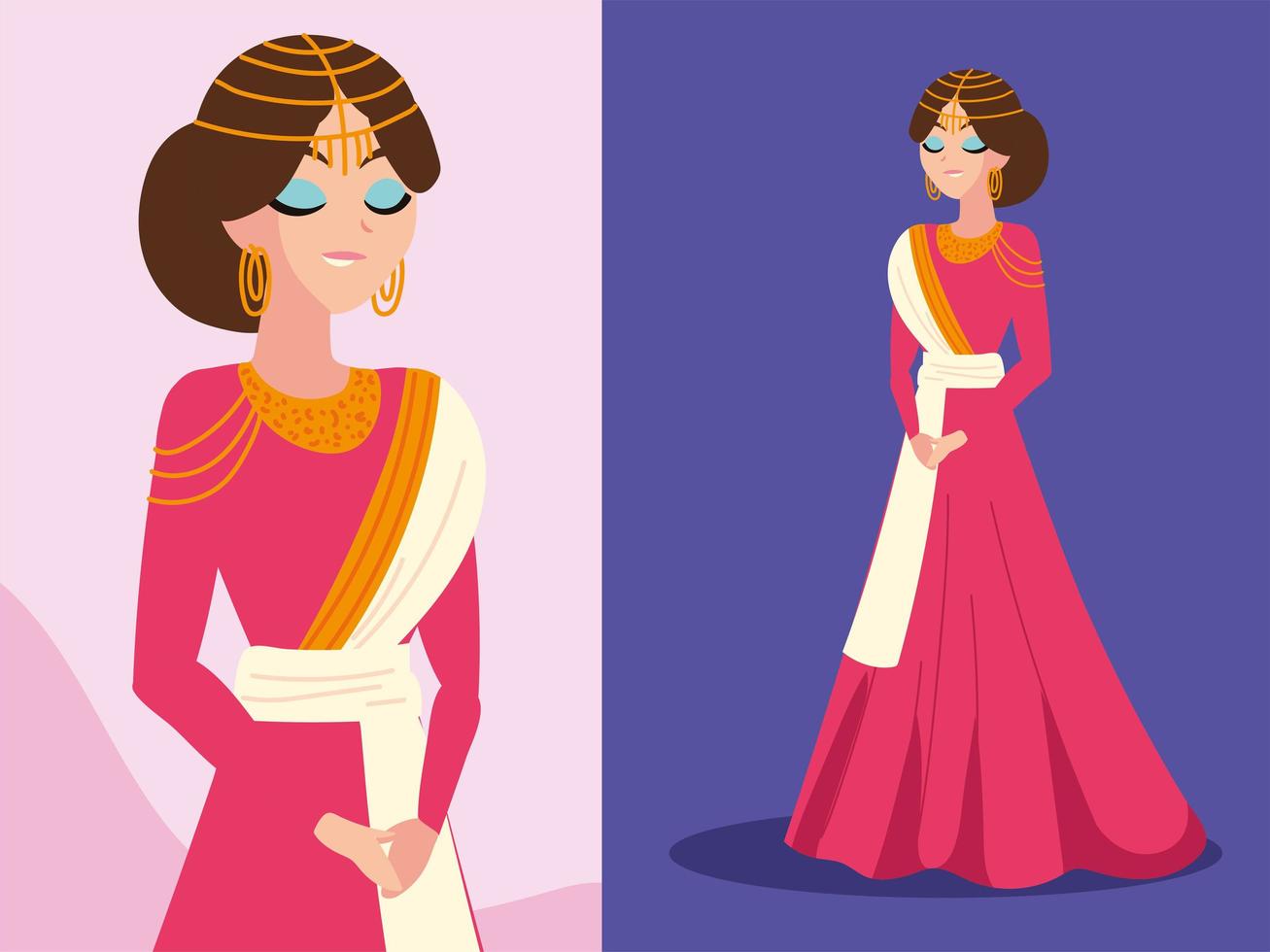 elegant arab bride in red dress vector