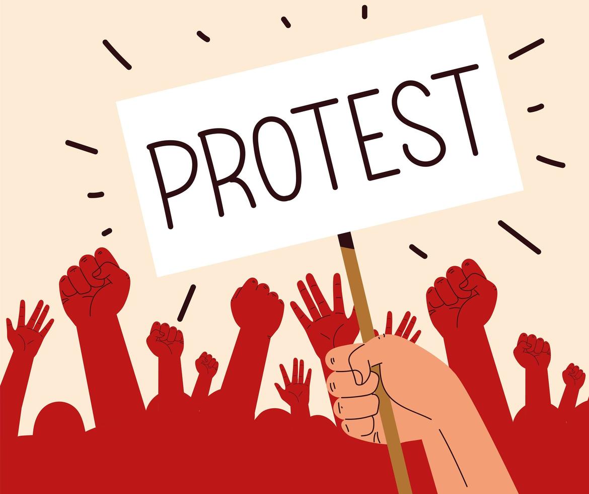 protest raised hands vector