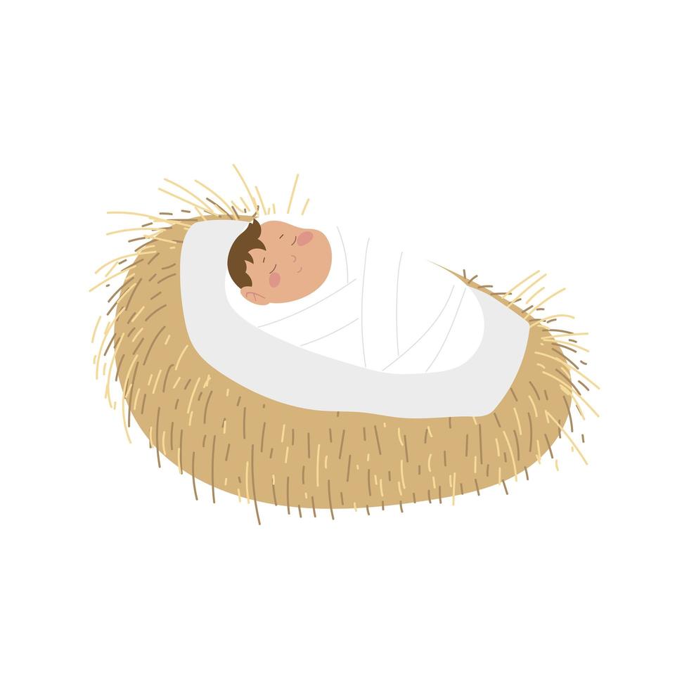 nativity baby jesus in the crib icon design on white background vector