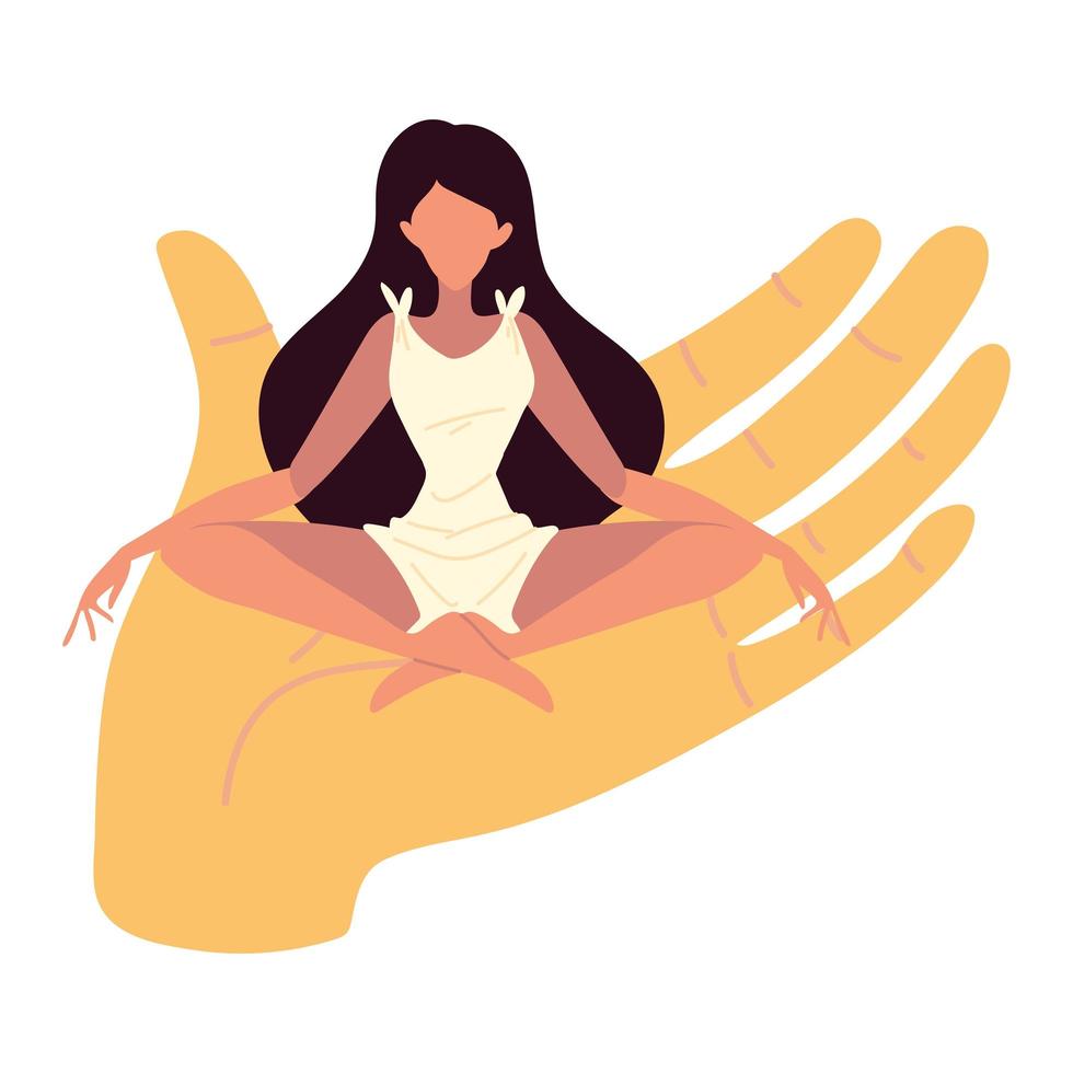 woman sitting on a hand vector