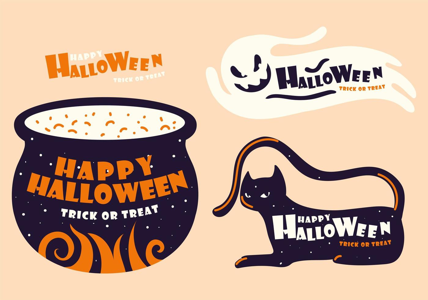 halloween inscription set vector