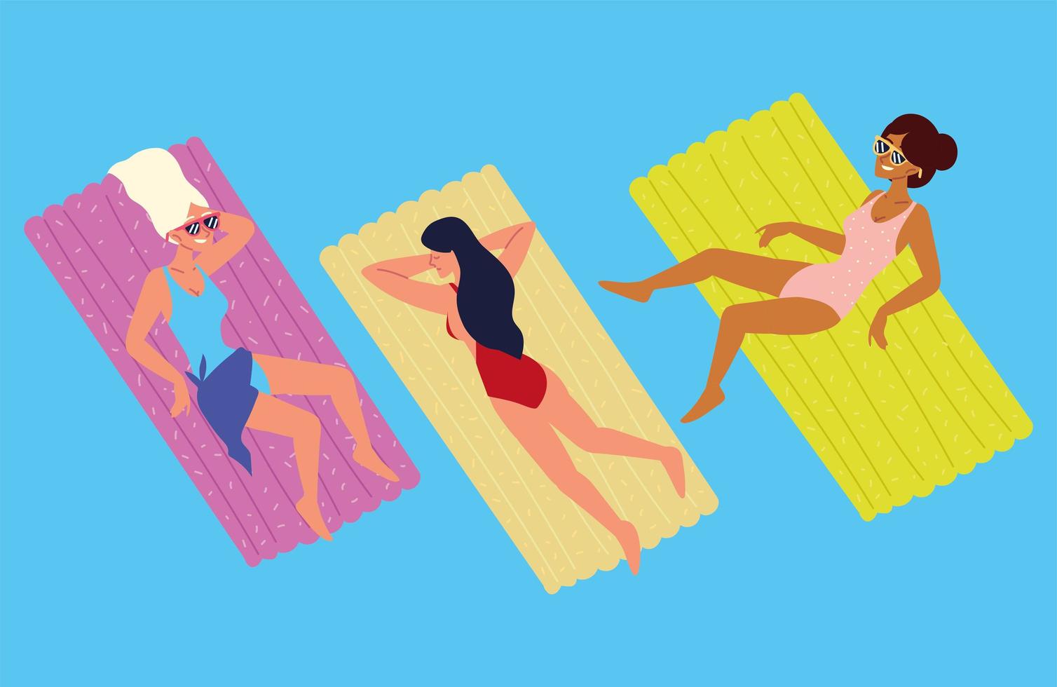 relaxed women on floats vector