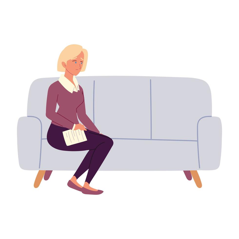 worried woman sitting vector