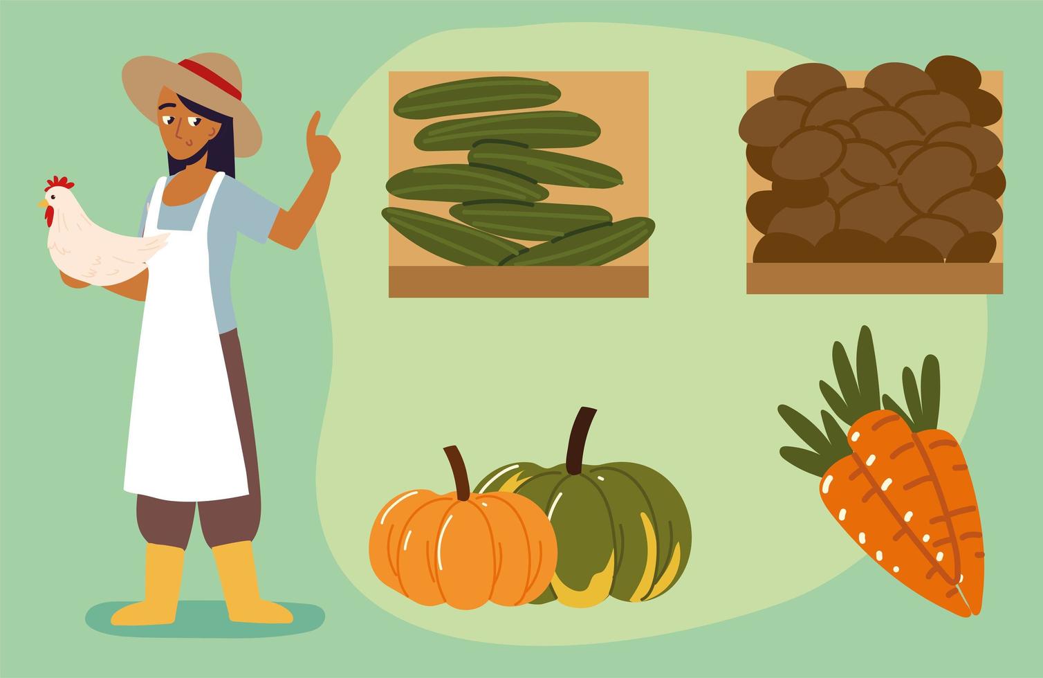 farmer and organic products vector