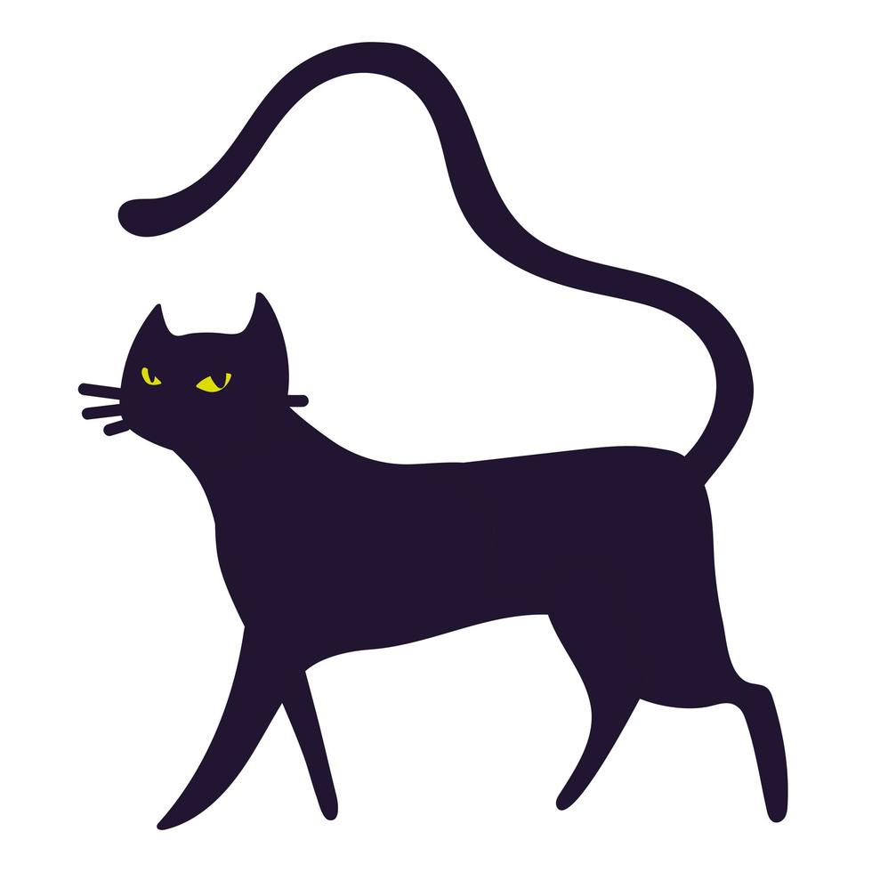 black cat walking vector