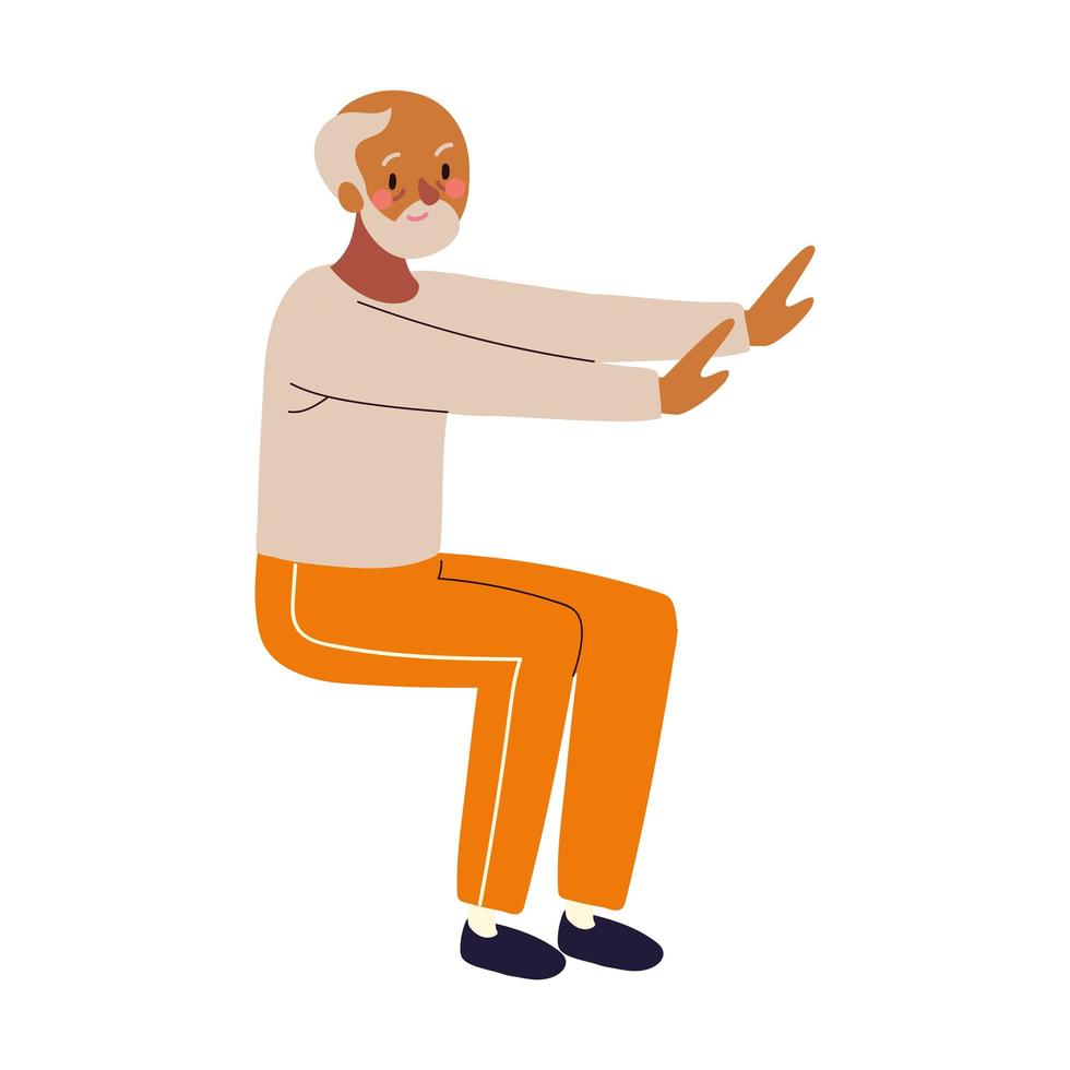 bald old man doing exercise vector