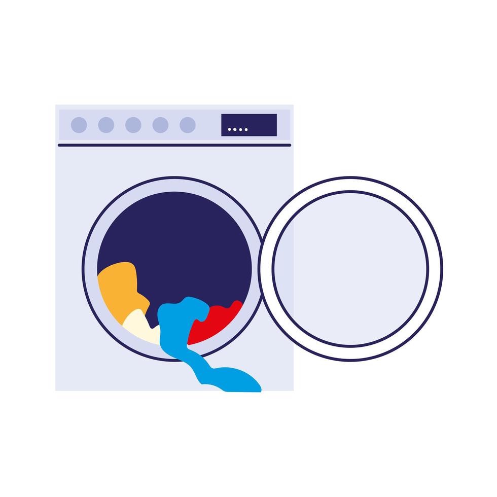 clothes in wash machine vector