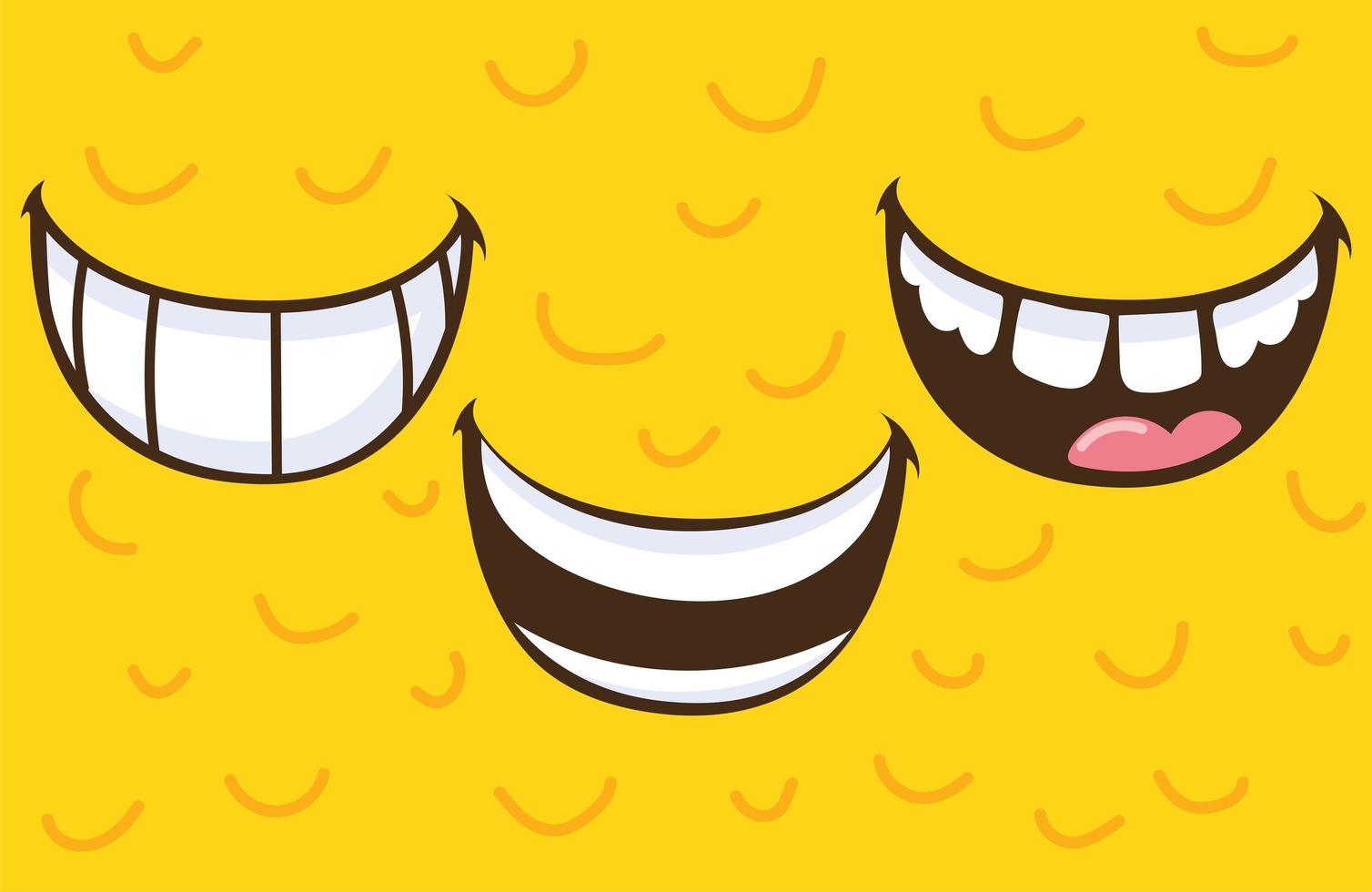 smile mouth set vector