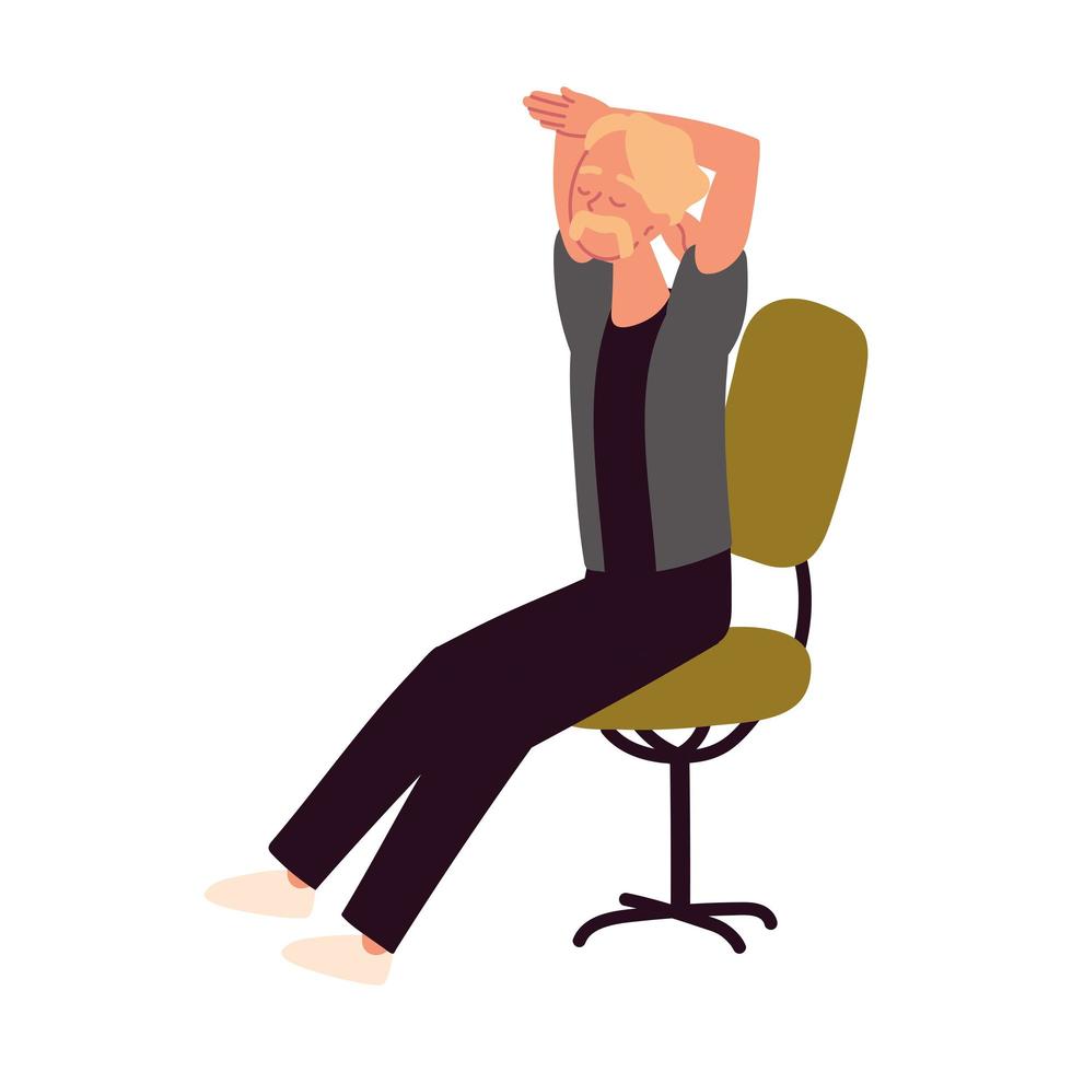 man stretching on chair vector