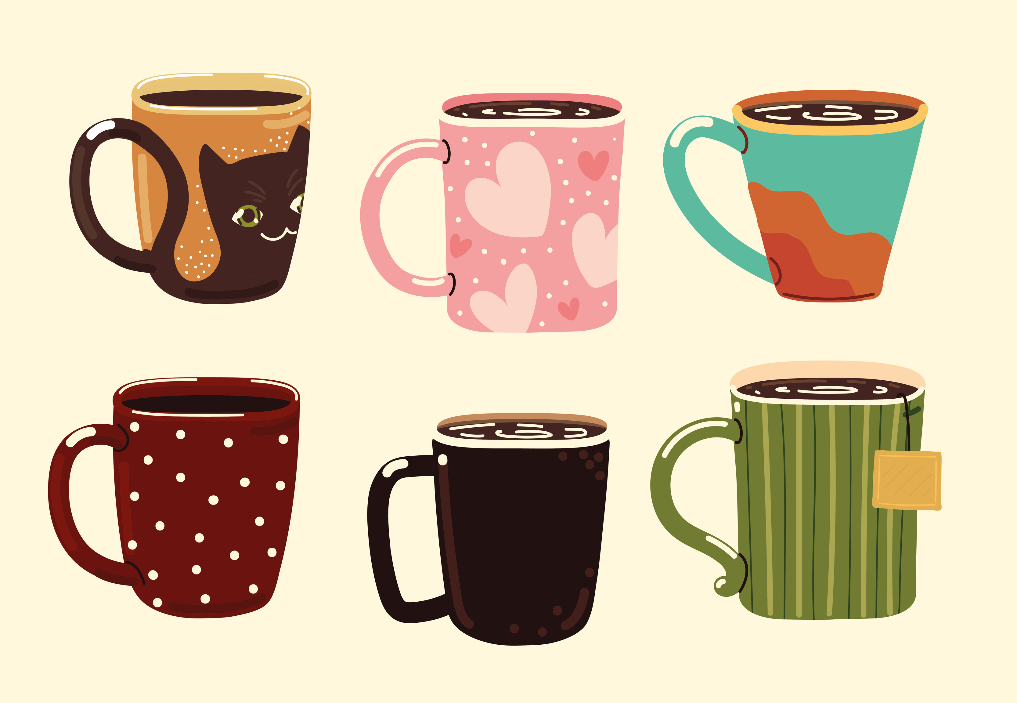 cups with hot beverages 4100857 Vector Art at Vecteezy