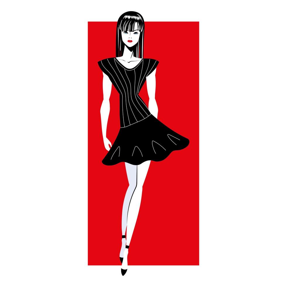 fashionable woman in nice dress vector