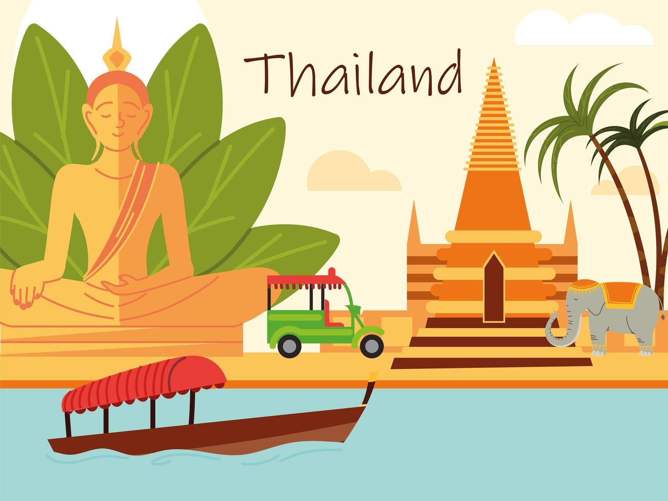 thailand culture scene vector