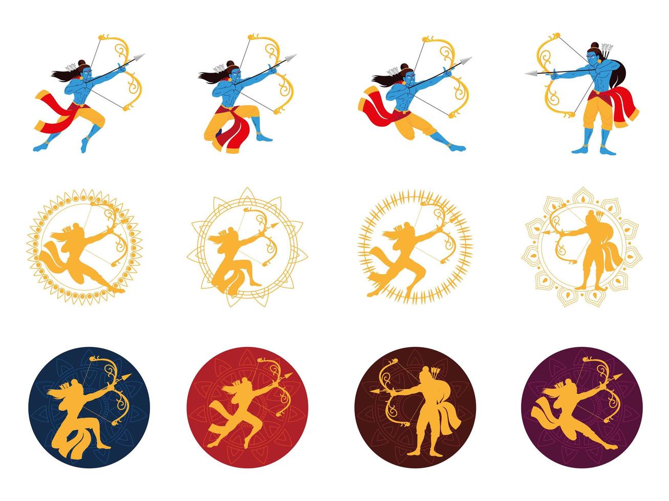 set of lord rama indian vector