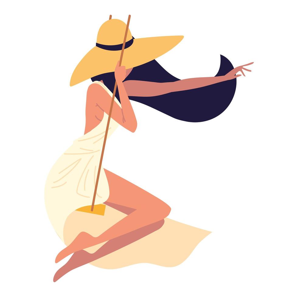woman sitting in a swing vector
