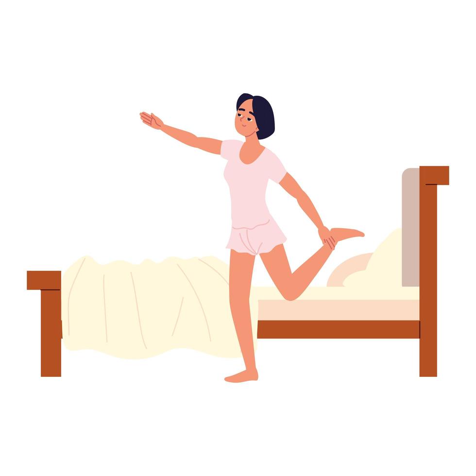 woman wake up vector