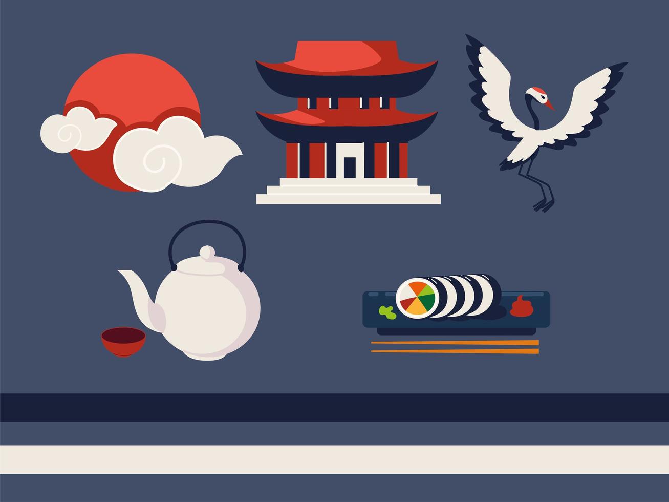 korean icon collection vector