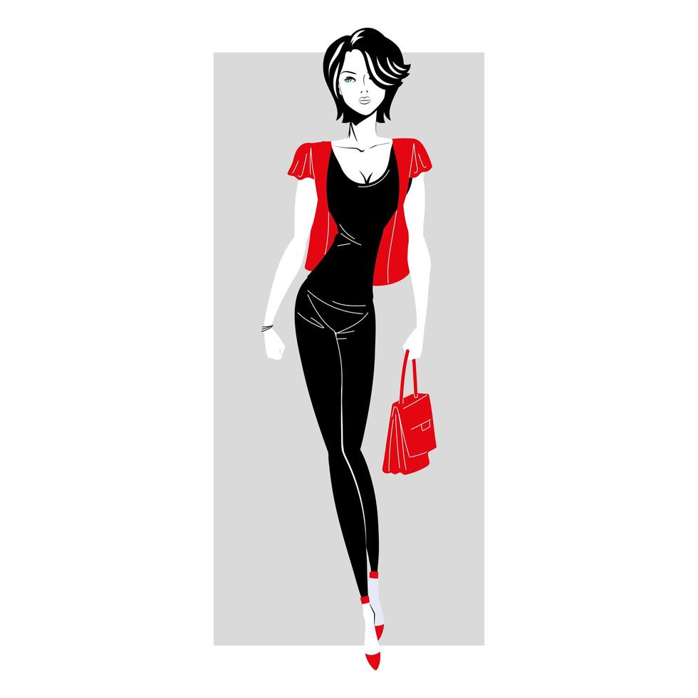 fashion model with bag posing vector