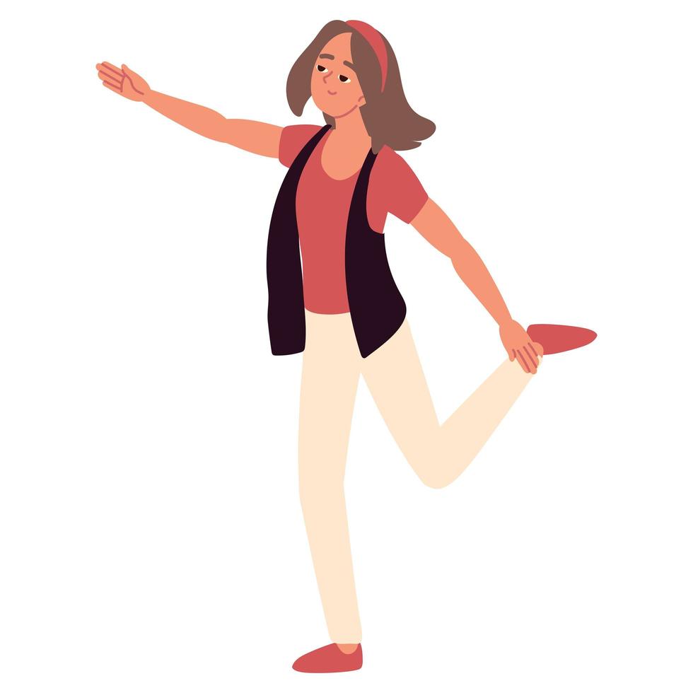 woman making stretching vector