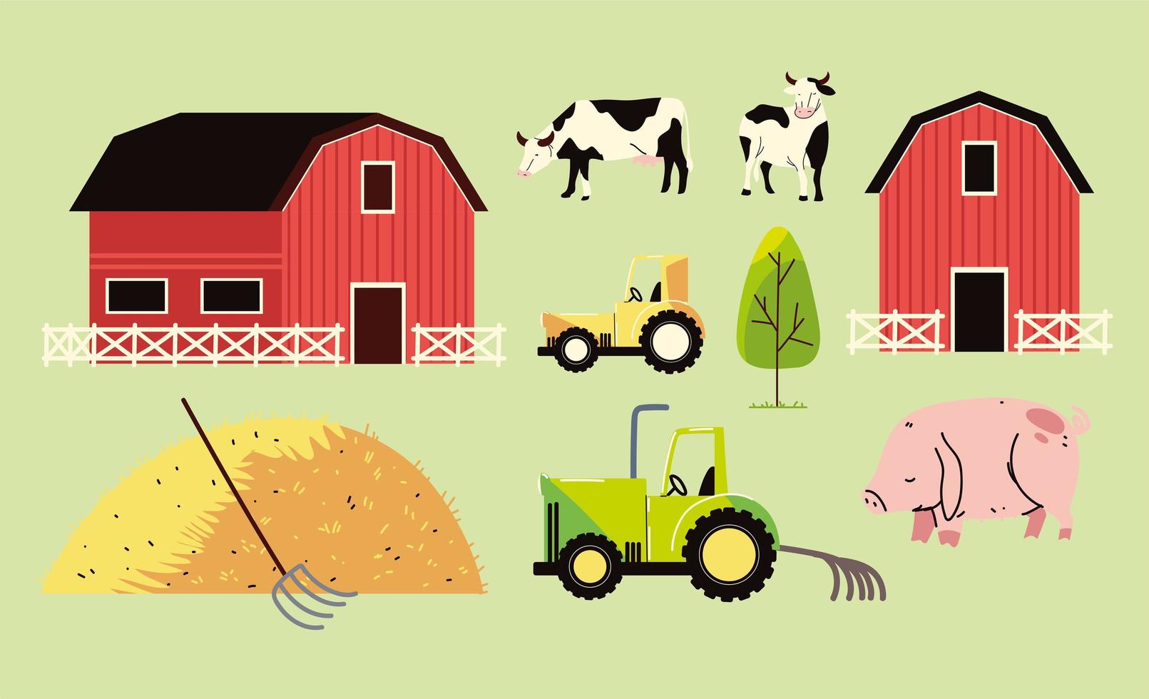 set of farming vector