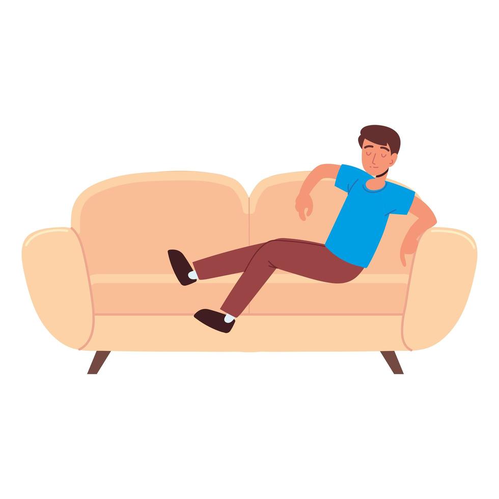 chico relajante en el sofá vector