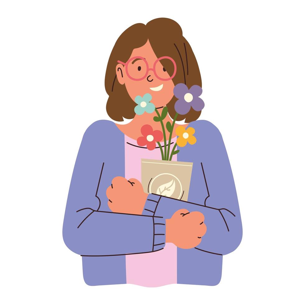 woman with flowers vector