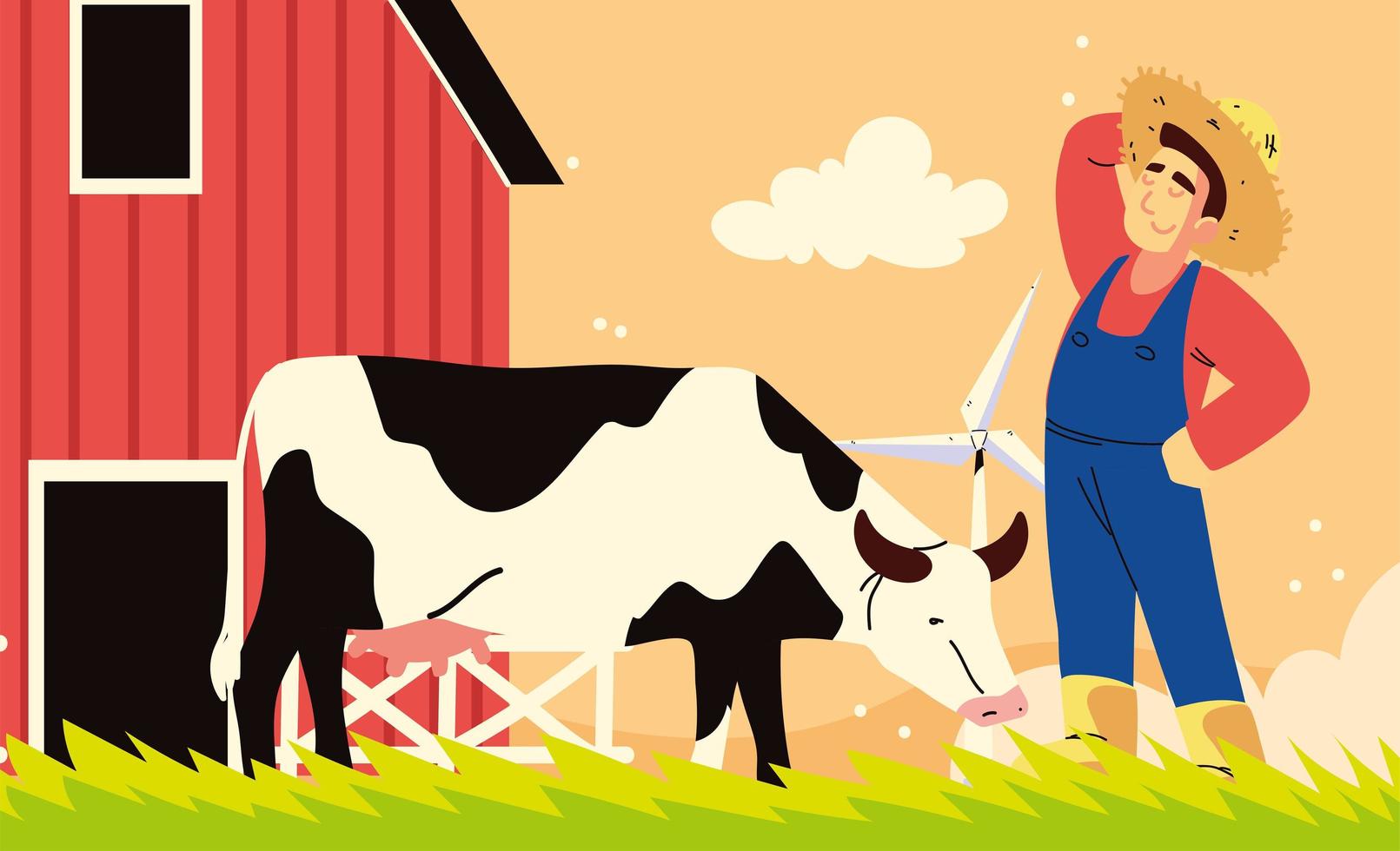 farmer with cow vector