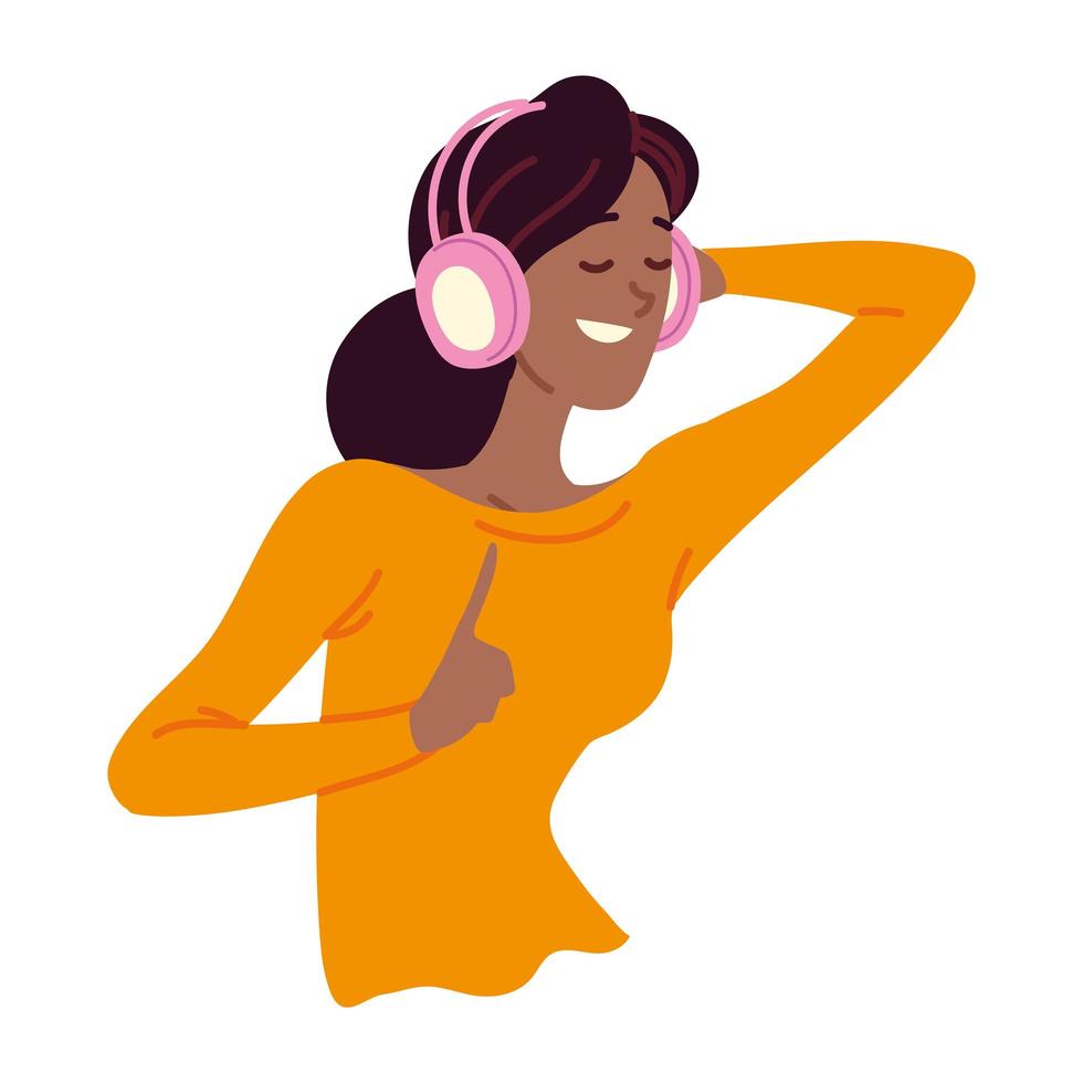 girl wearing headphones vector
