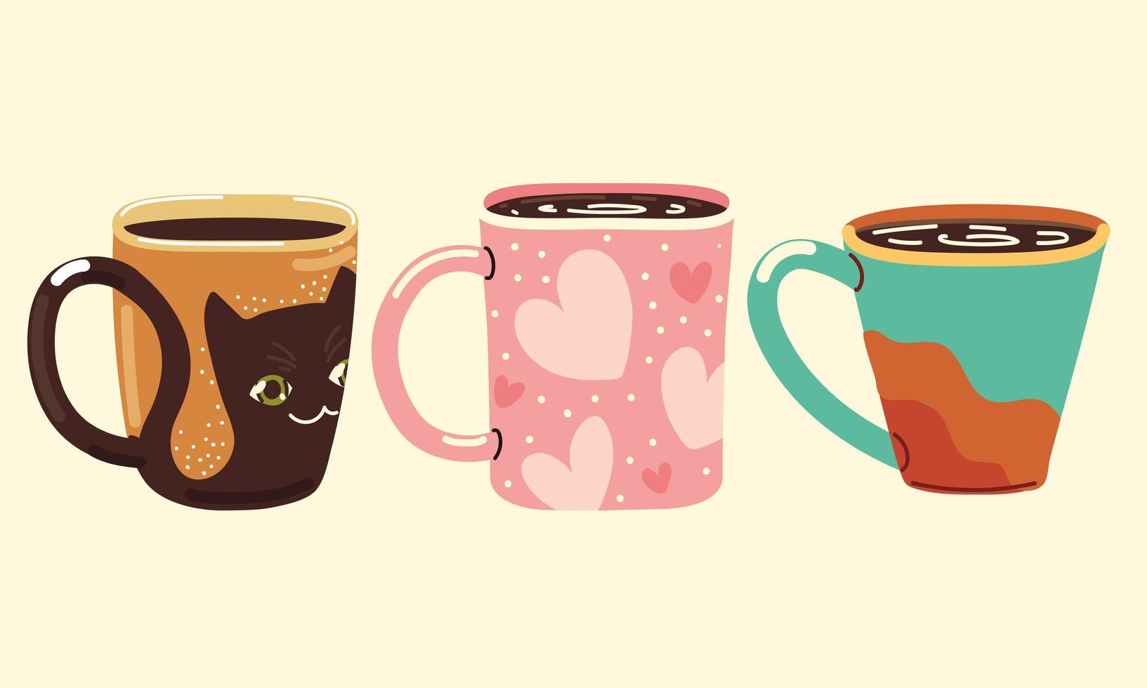 set of coffee cups vector