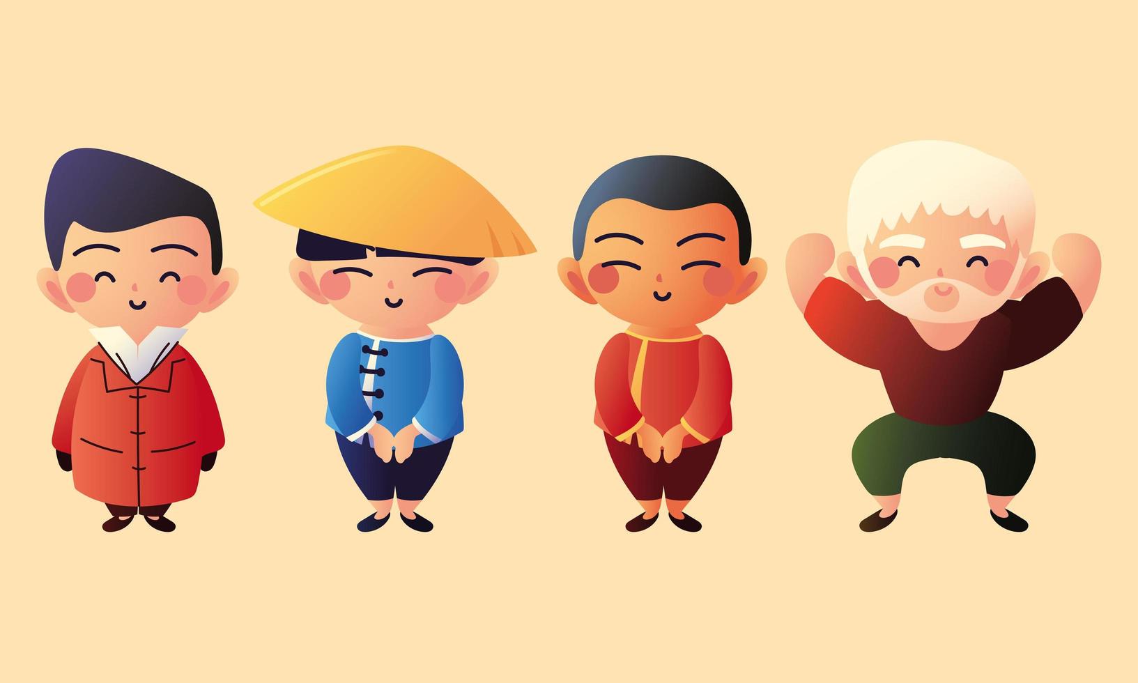 set cute asian people vector