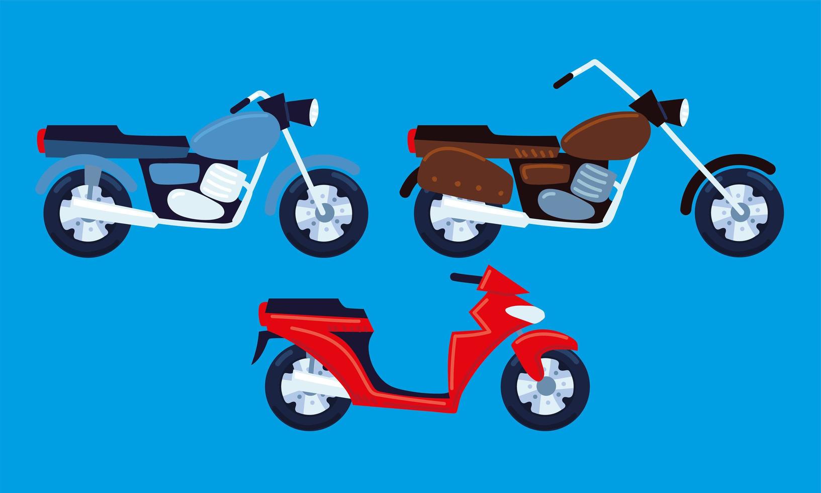set of motorcycles vector