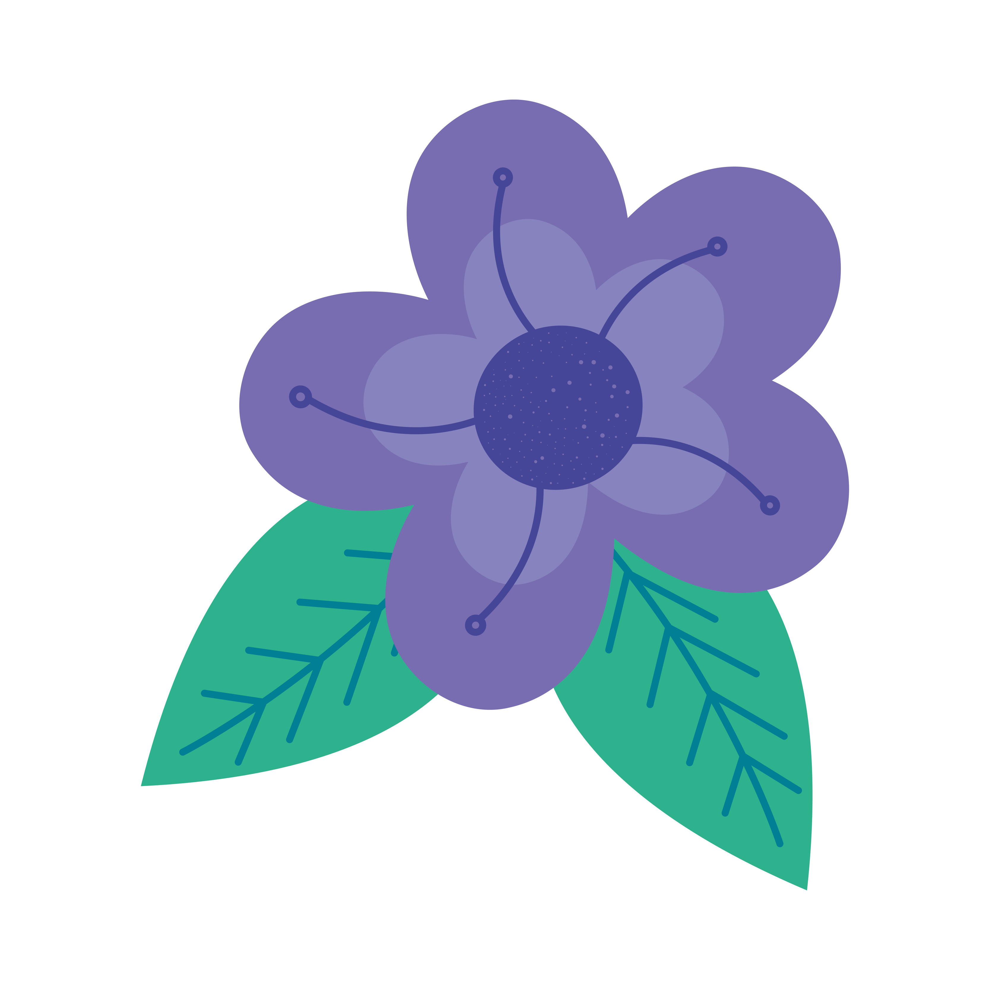 purple flower and leafs 4102004 Vector Art at Vecteezy