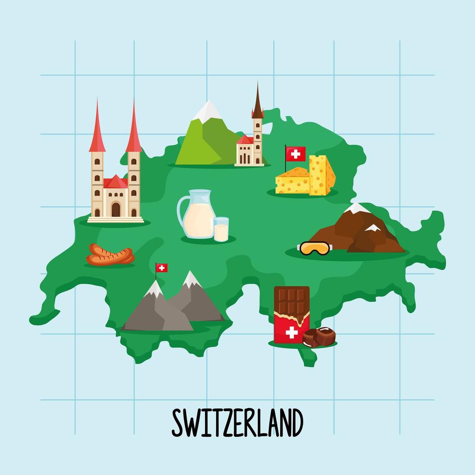 mapa de suiza vector