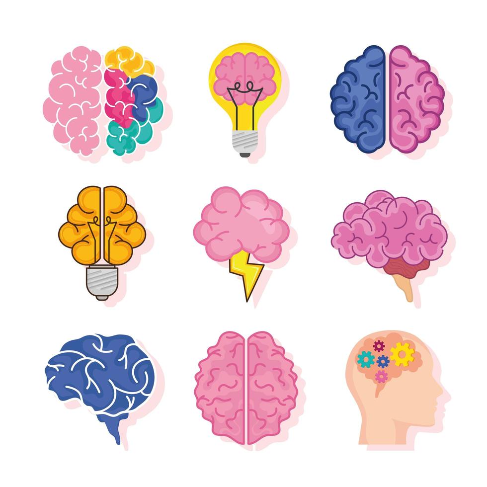 brains icon group vector