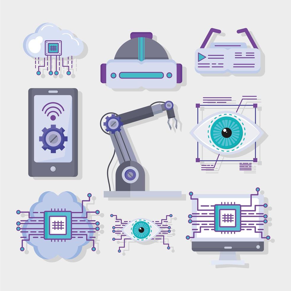 Future technology icon set vector