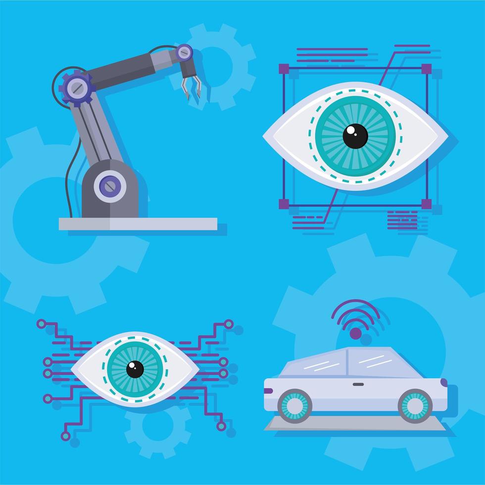 Future technology icon collection vector