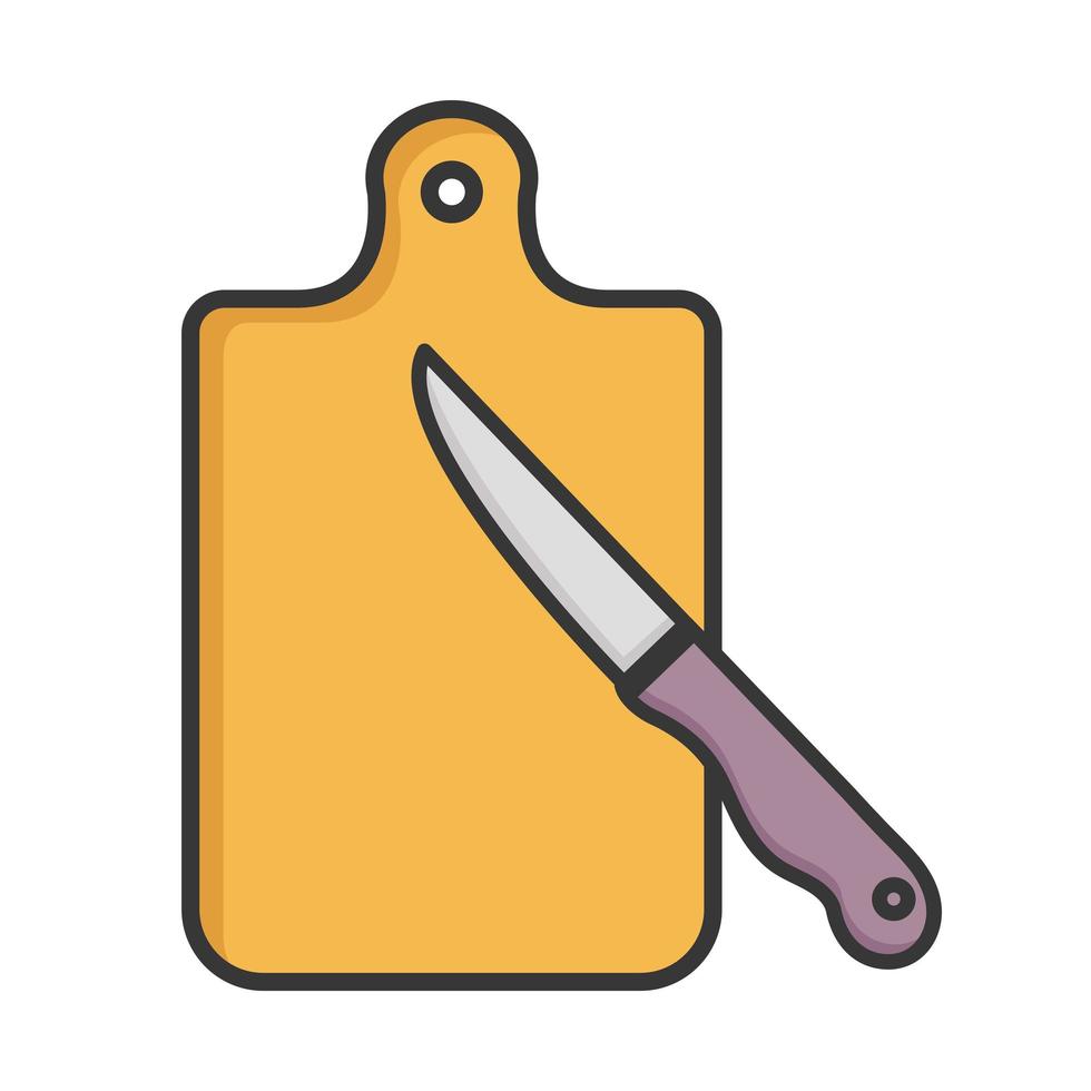 kitchen knife on table vector