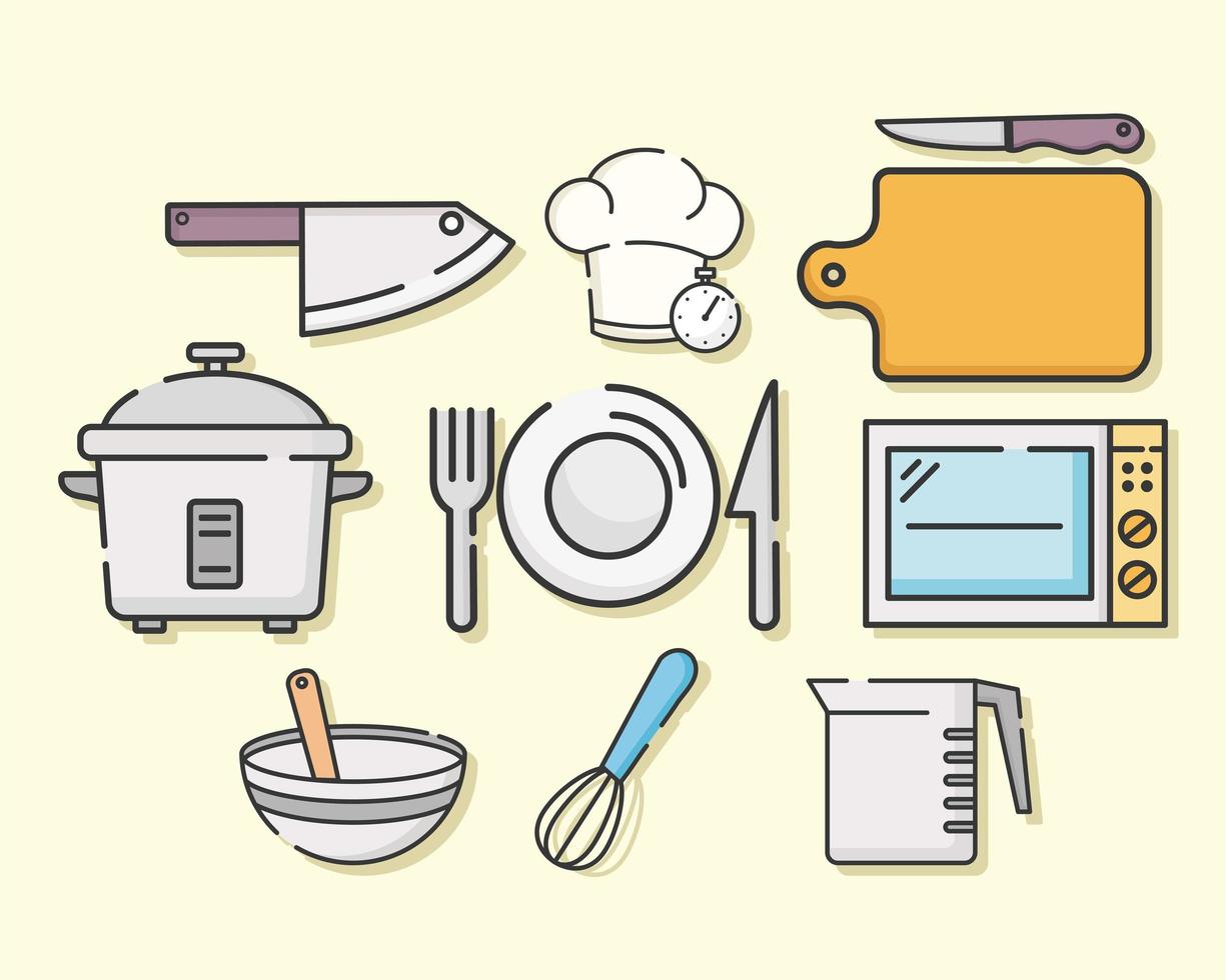 conjunto de símbolos de cocina vector