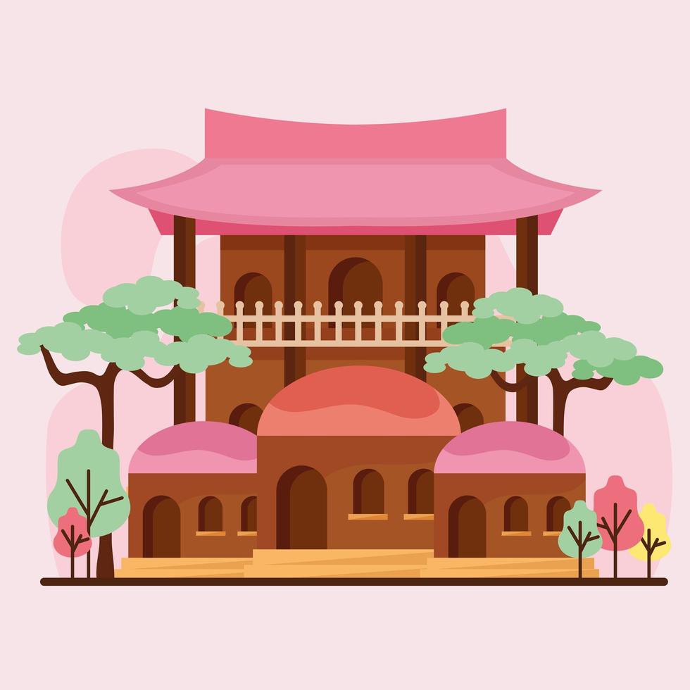 asian architecture facade vector