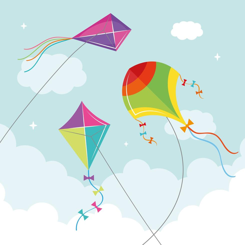 kites and clouds vector