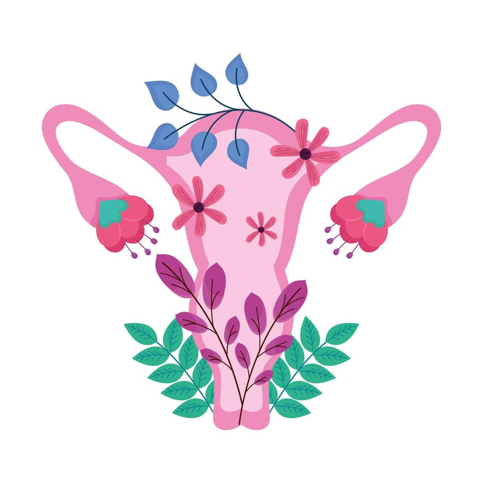 vagina with pink flowers vector