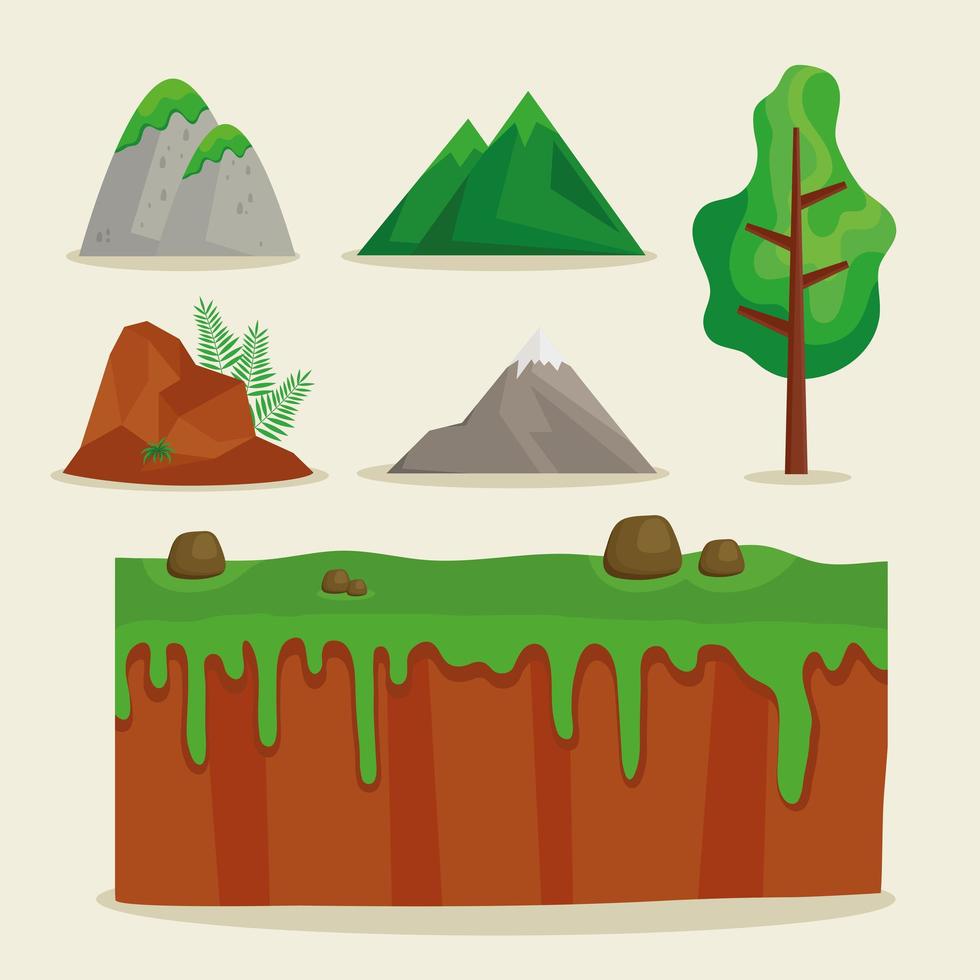 six nature scene icons vector