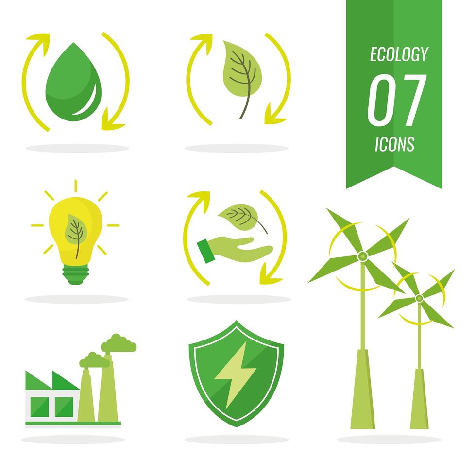 collection of icons green ecology vector