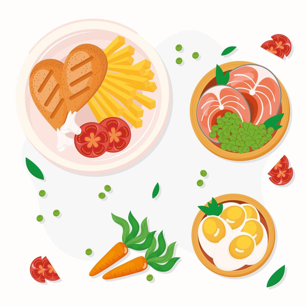 food plates symbol collection vector