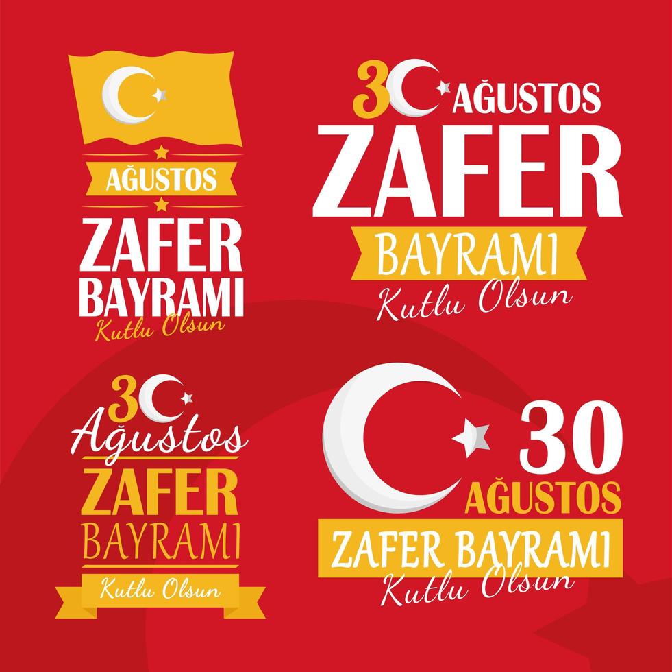 Zafer bayrami banners icon group vector