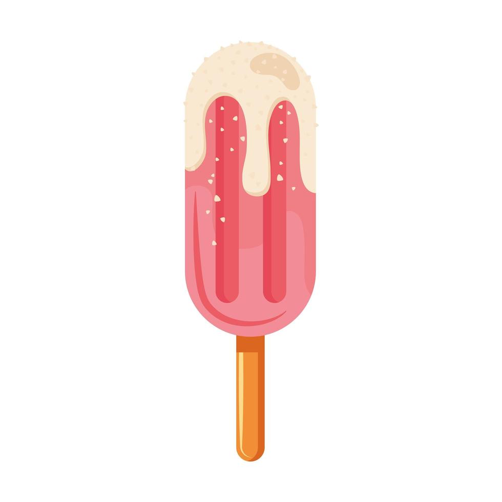 pink ice cream in stick vector