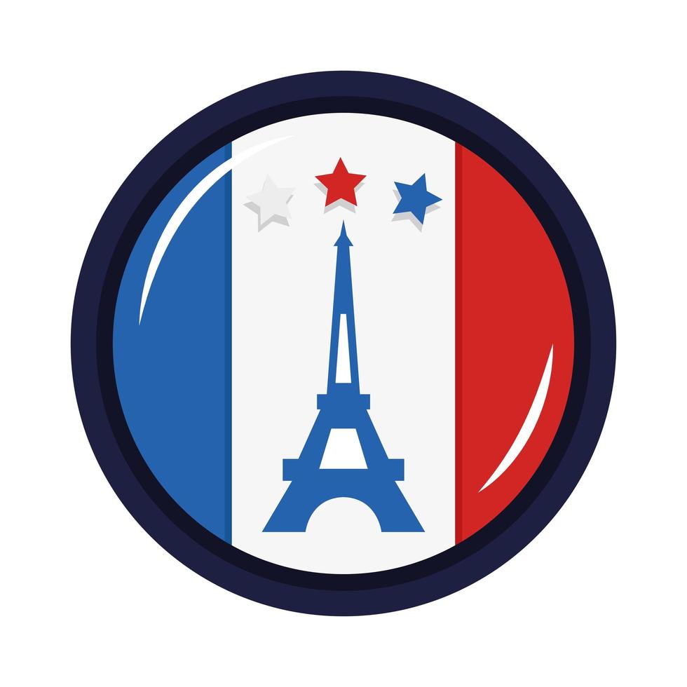 Paris eiffel tower inside button vector